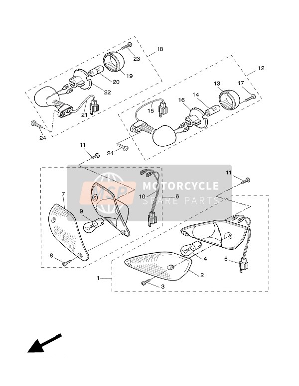 Yamaha YQ50 AEROX 2003 Luce lampeggiante per un 2003 Yamaha YQ50 AEROX